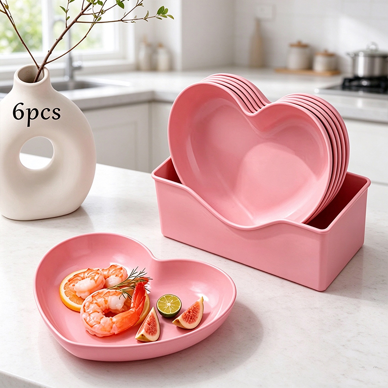 6Pcs Heart Shaped Plates Set w - Reusable Straw review and price