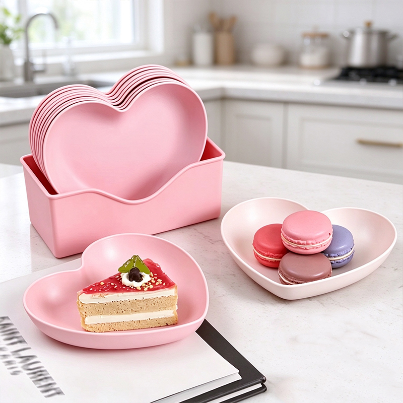 6Pcs Heart Shaped Plates Set w - Reusable Straw review and price